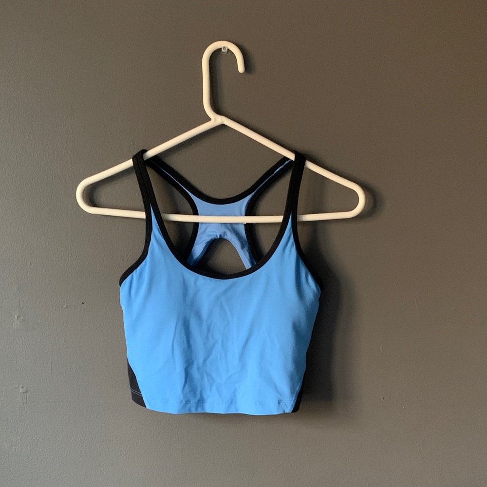 Athleta Light Blue and Black Sports Bra